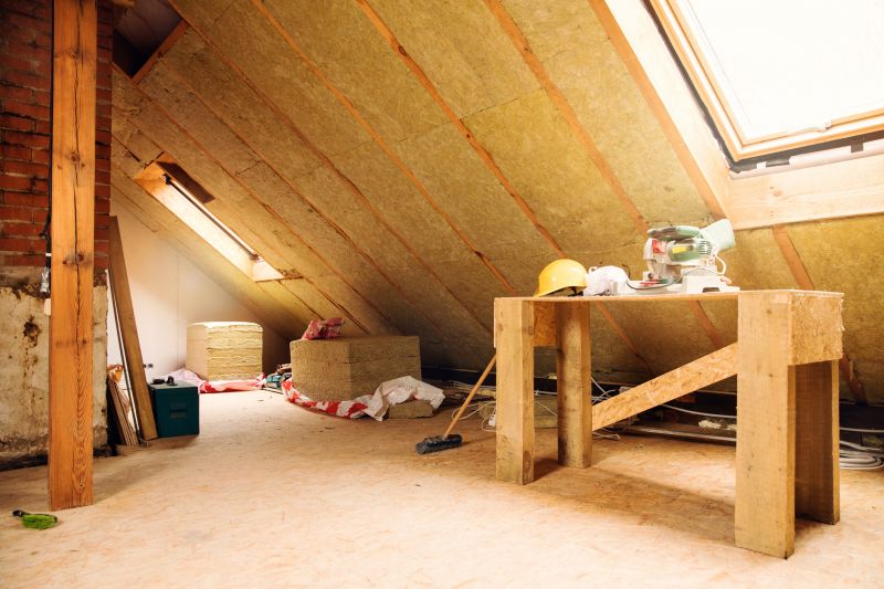 Inside Attic with Fiberglass Batts